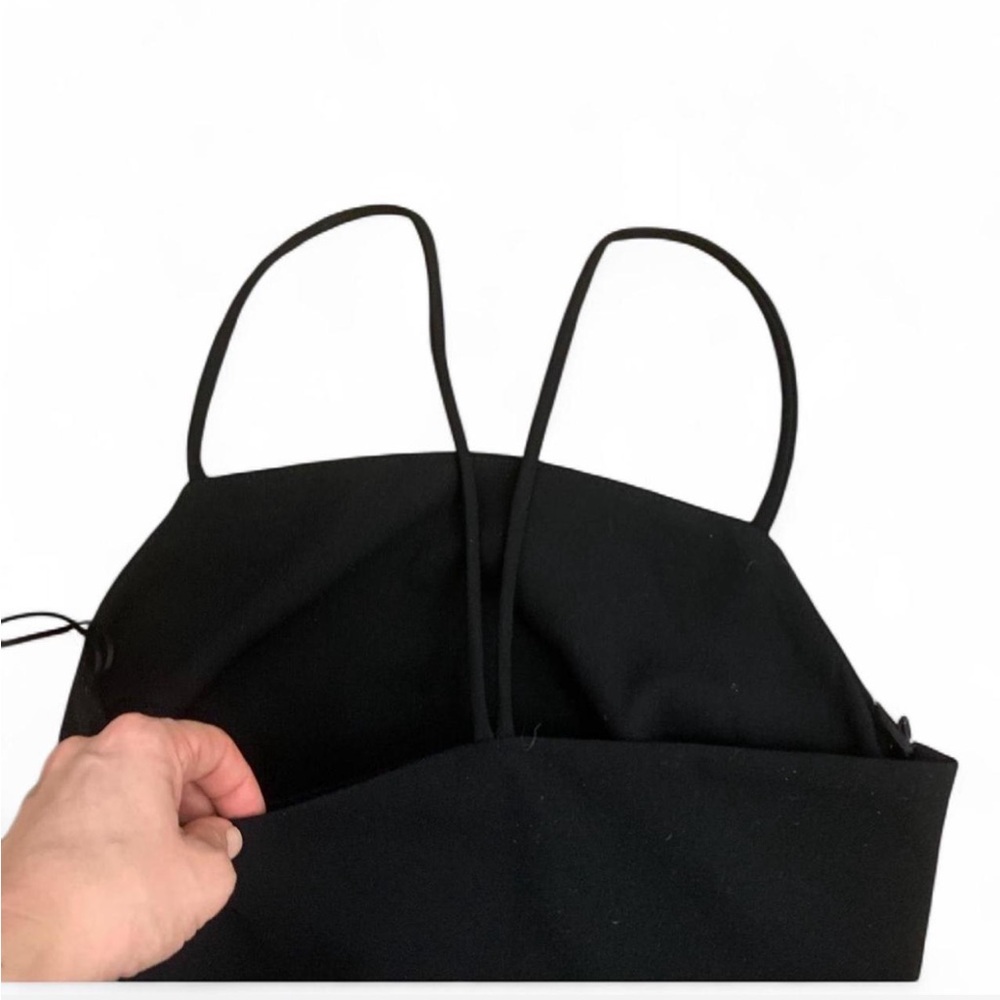 Zara Black Ruched Mini Slip Dress - Picture 4 of 5